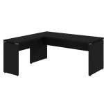 Mesa em L PÉ PAINEL (Mesa 1,70m + Mesa Auxiliar) – S/ Gavetas – PRETO / PRETO – 26013 Móveis Única Linha 40mm Preto / Preto 13