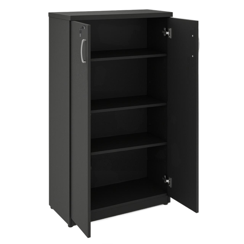 Armário Alto Fechado com Portas e Prateleiras Internas – MDP Preto – 26031 Móveis Única Linha 40mm Preto / Preto 2