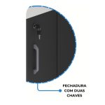 Armário Alto com Portas Inferiores e Prateleiras Abertas – MDP Preto – 26033 Móveis Única Linha 40mm Preto / Preto 14