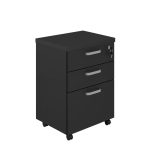 Gaveteiro Volante com 03 Gavetas com Rodízios e Fechadura – MDP Preto – 26034 Móveis Única Linha 40mm Preto / Preto 13