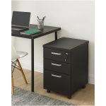 Gaveteiro Volante com 03 Gavetas com Rodízios e Fechadura – MDP Preto – 26034 Móveis Única Linha 40mm Preto / Preto 15