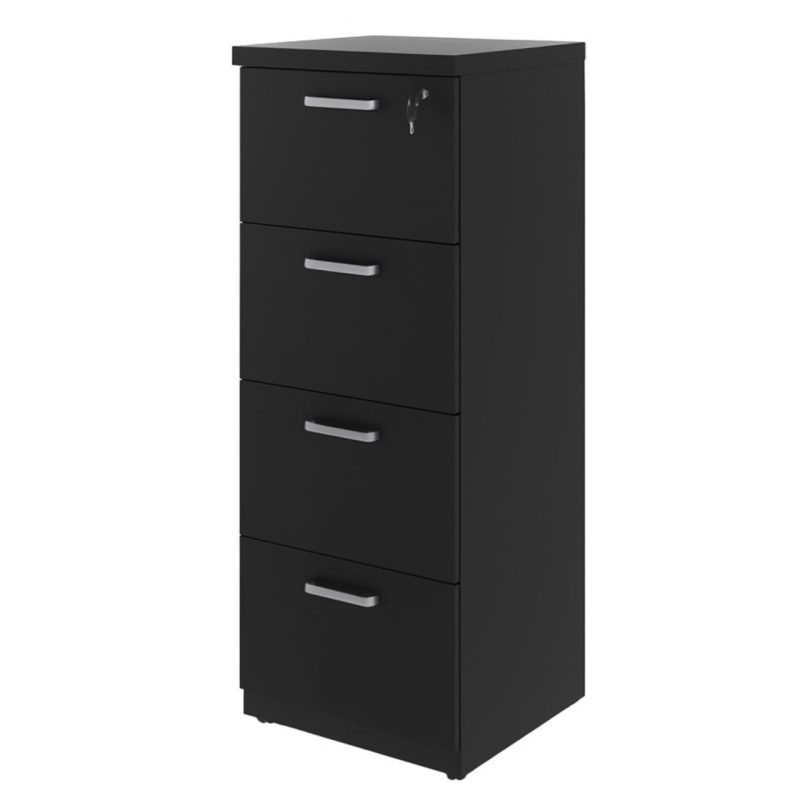 Arquivo de Madeira para Pasta Suspensa com 4 Gavetas – MDP PRETO – 26035 Móveis Única Linha 40mm Preto / Preto 3