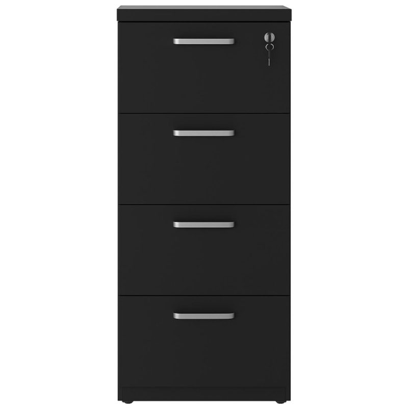 Arquivo de Madeira para Pasta Suspensa com 4 Gavetas – MDP PRETO – 26035 Móveis Única Linha 40mm Preto / Preto 7