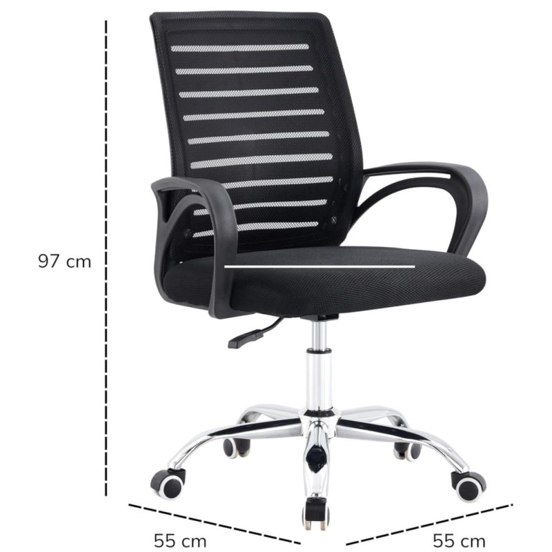Cadeira para Escritório Tela OZY com Braço – Cor Preta – 30055 Móveis Única Cadeira de Tela 6
