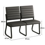 Sofanete para Escritório Estofada com 02 Lugares – TRIX – Pés PRETO – 35120 Móveis Única Cadeira Longarina Sofanete 15