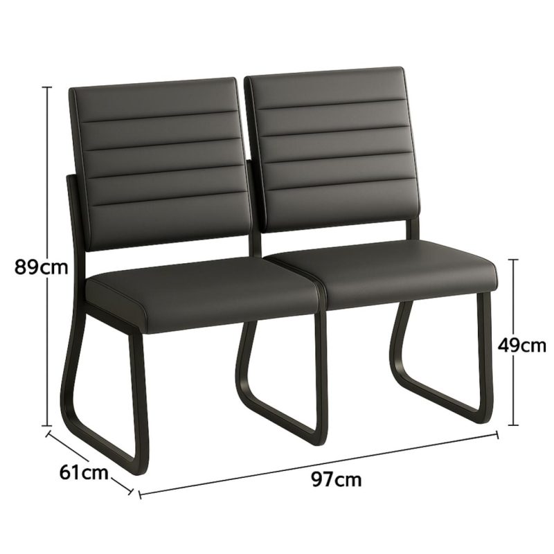 Sofanete para Escritório Estofada com 02 Lugares – TRIX – Pés PRETO – 35120 Móveis Única Cadeira Longarina Sofanete 7