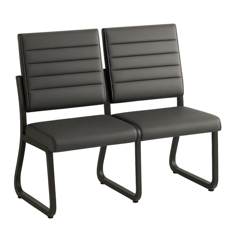 Sofanete para Escritório Estofada com 02 Lugares – TRIX – Pés PRETO – 35120 Móveis Única Cadeira Longarina Sofanete 2