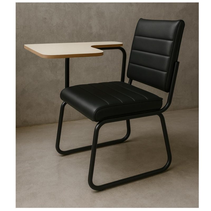 Poltrona Universitária TRIX Estofada com Prancheta Fixa – Corino Preto – 35121 Móveis Única Carteira Escolar 8