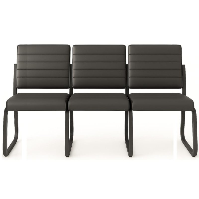 Sofanete para Escritório Estofada com 03 Lugares – TRIX – Pés PRETO – 35123 Móveis Única Cadeira Longarina Sofanete 3