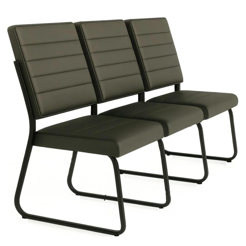 Sofanete para Escritório Estofada com 03 Lugares – TRIX – Pés PRETO – 35123 Móveis Única Cadeira Longarina Sofanete 2