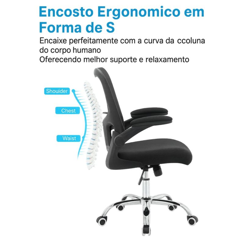 Cadeira de Escritório Tela NYO – Cor Preto – 20097 Móveis Única Cadeira de Tela 6