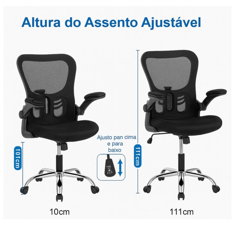 Cadeira de Escritório Tela NYO – Cor Preto – 20097 Móveis Única Cadeira de Tela 8
